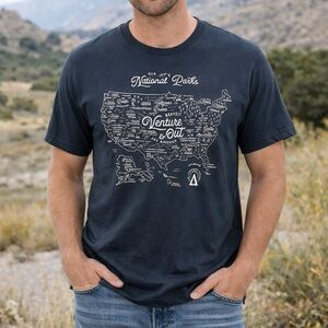 The Landmark Project National Parks Map Graphic Sustainable Gray T-Shirt size XL